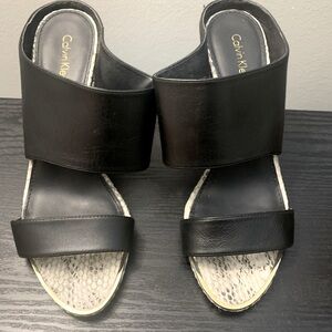 Calvin Klein Black Wedge Sandals